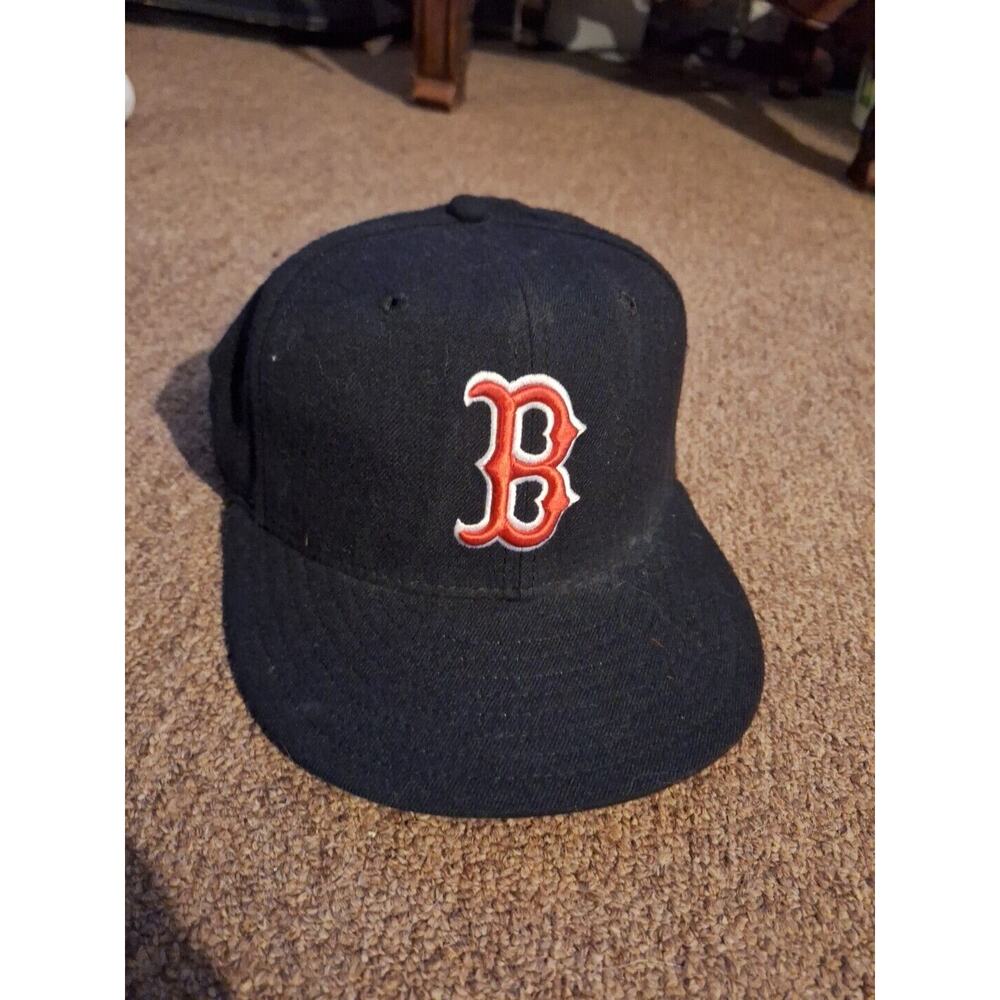 Boston New Era Hat cap Flat Brim One Size - Navy Blue